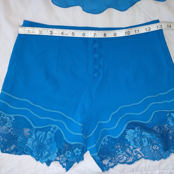 NEW La Perla Desert Rose Blue Organza Pyjama Top & Bottom With Lace & Embroidery - Picture 8 of 16